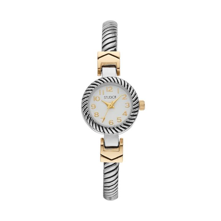 Studio Time Women's Two Tone Textured Bangle Watch, Size: Medium, Multicolor