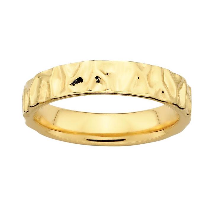 Stacks And Stones 18k Gold Over Silver Textured Stack Ring, Women's, Size: 5, Grey