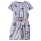 Girls 7-16 Three Pink Hearts Patterned Tiered Ringer Dress With Belt, Girl's, Size: 8, Grey Other