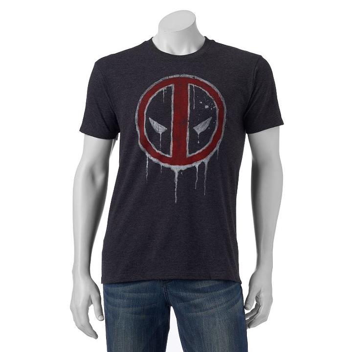 Men's Marvel Deadpool Drip Tee, Size: Large, Grey (charcoal)