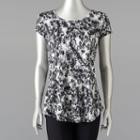 Women's Simply Vera Vera Wang Printed Scoopneck Tee, Size: Xs, Black