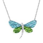 Diamonluxe Crystal Sterling Silver Dragonfly Necklace - Made With Swarovski Crystals, Women's, Blue