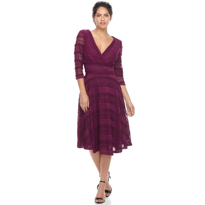 Women's Chaya Lace Overlay Fit & Flare Dress, Size: 14, Drk Purple