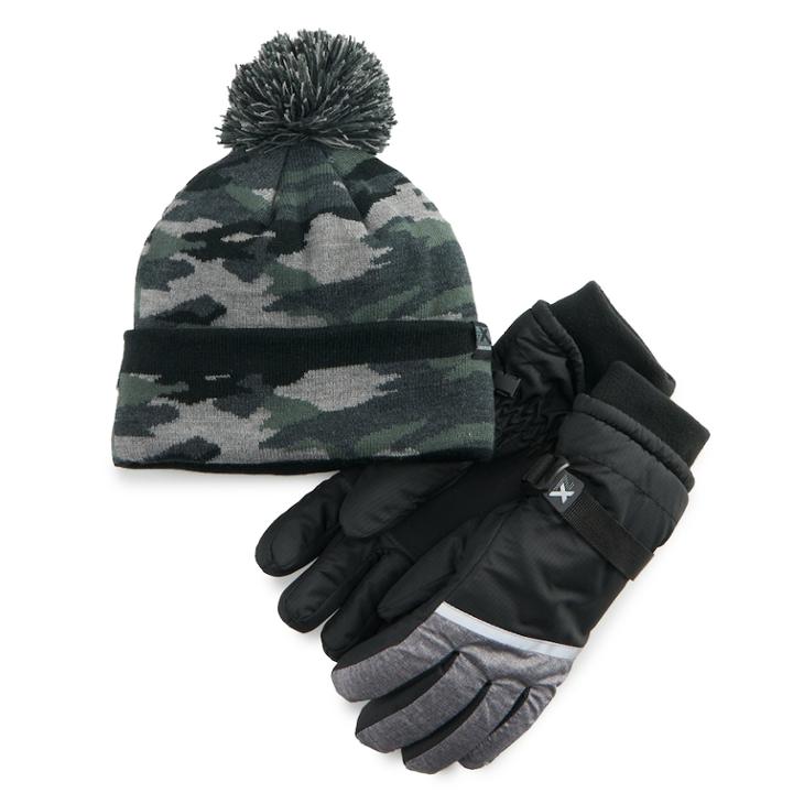 Boys 4-20 Zeroxposur Hat & Gloves Set, Size: S/m, Black
