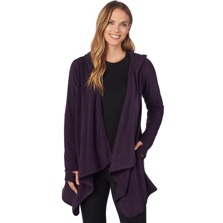 Plus Size Cuddl Duds Fleece Hooded Wrap Cardigan, Women's, Size: 2x/3x, Med Purple