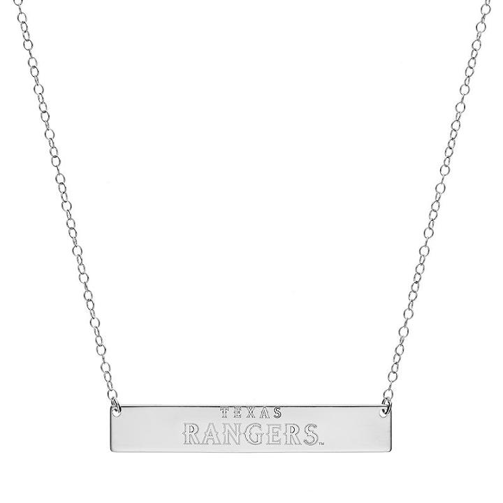 Texas Rangers Sterling Silver Bar Necklace, Women's, Size: 16, Grey