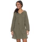 Women's Sonoma Goods For Life&trade; Printed Peasant Dress, Size: Medium, Dark Green