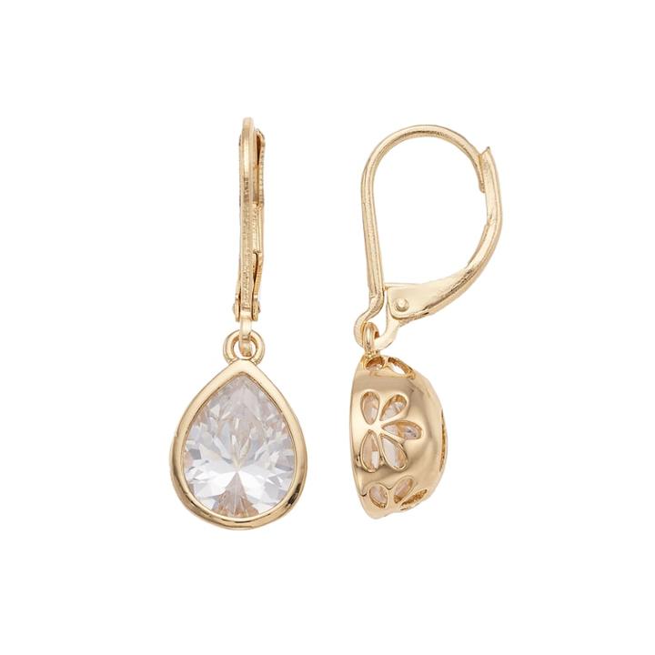Dana Buchman Cubic Zirconia Nickel Free Teardrop Earrings, Women's, Silver