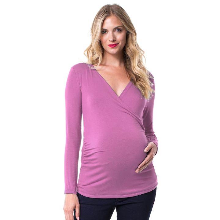 Maternity Pip & Vine By Rosie Pope Ruched Surplice Tee, Women's, Size: L-mat, Lt Purple