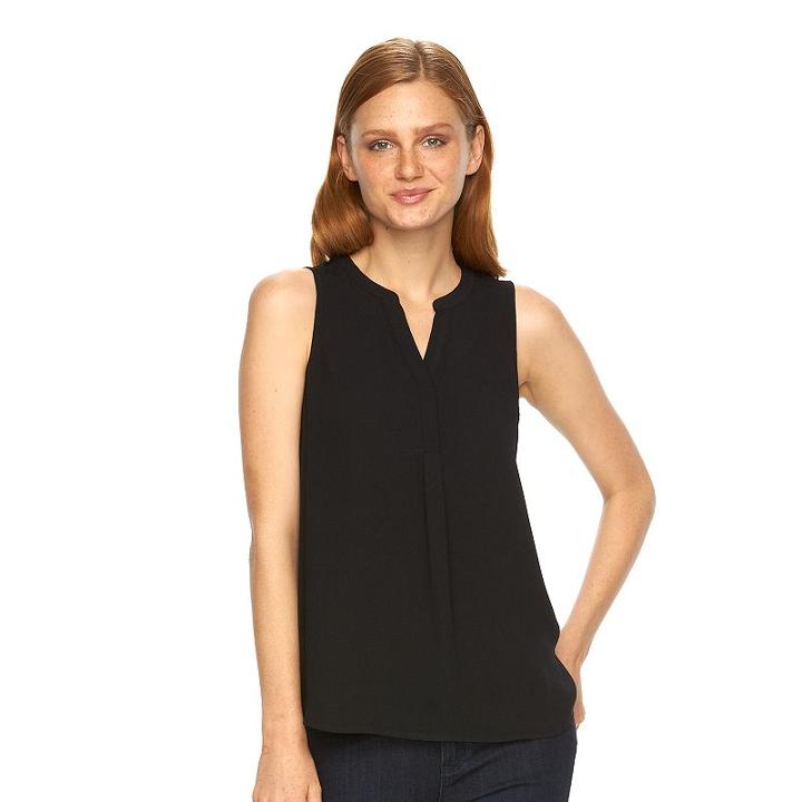 Women's Apt. 9&reg; Sleeveless Popover Top, Size: Xs, Black