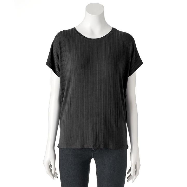 Women's Apt. 9&reg; Ribbed Dolman Tee, Size: Xl, Black