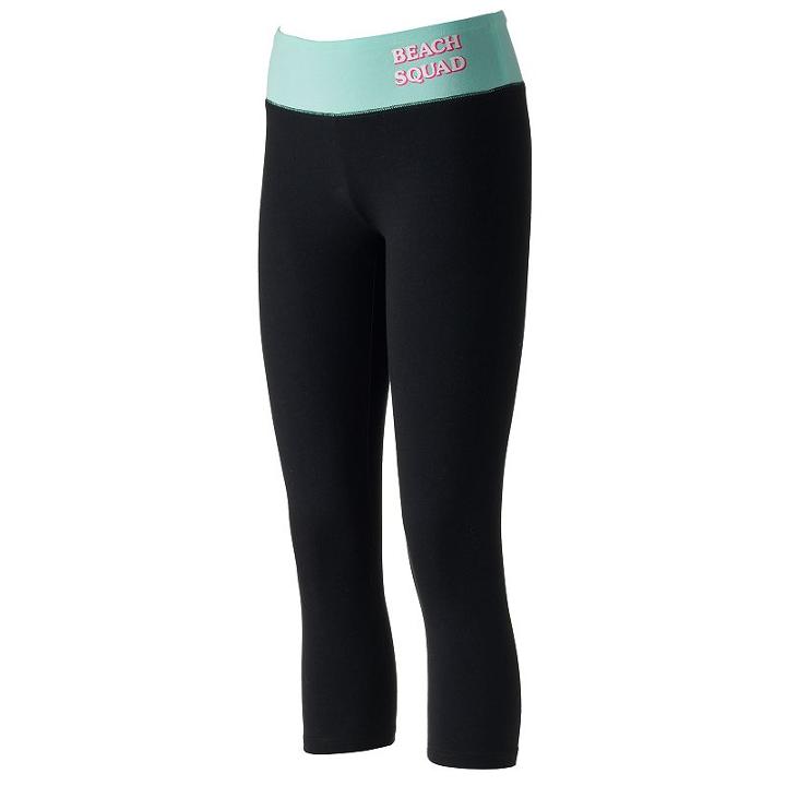 Juniors' So&reg; Capri Yoga Leggings, Size: Small, Turquoise/blue (turq/aqua)