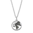 Silver Luxuries Marcasite Angel Circle Pendant Necklace, Women's, Grey