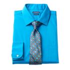Men's Croft & Barrow&reg; Fitted Stretch-collar Dress Shirt And Patterned Tie Boxed Set, Size: L-34/35, Turquoise/blue (turq/aqua)