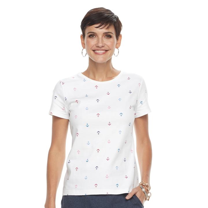 Petite Croft & Barrow&reg; Essential Crewneck Tee, Women's, Size: L Petite, Natural