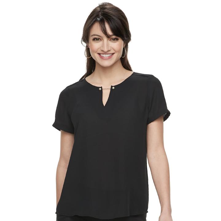 Women's Apt. 9&reg; Keyhole Georgette Top, Size: Small, Black