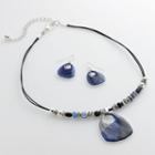 Beaded Teardrop Pendant Necklace & Drop Earring Set, Girl's, Blue