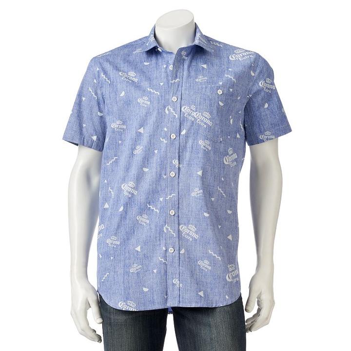 Men's Corona Extra Button-down Shirt, Size: Small, Light Blue
