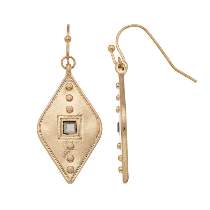 Gold Tone Geometric Bead Drop Earrings, Women's