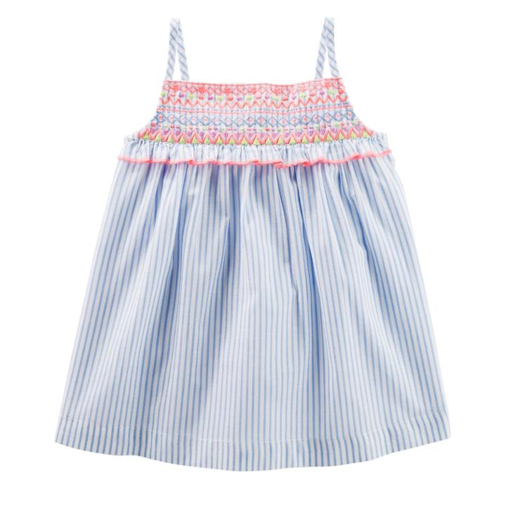Toddler Girl Oshkosh B'gosh&reg; Striped Embroidered Tank Top, Size: 3t, White