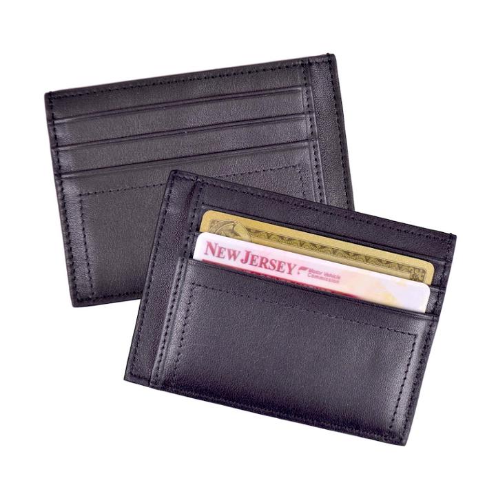 Royce Leather Nappa Prima Men's Card Case, Black