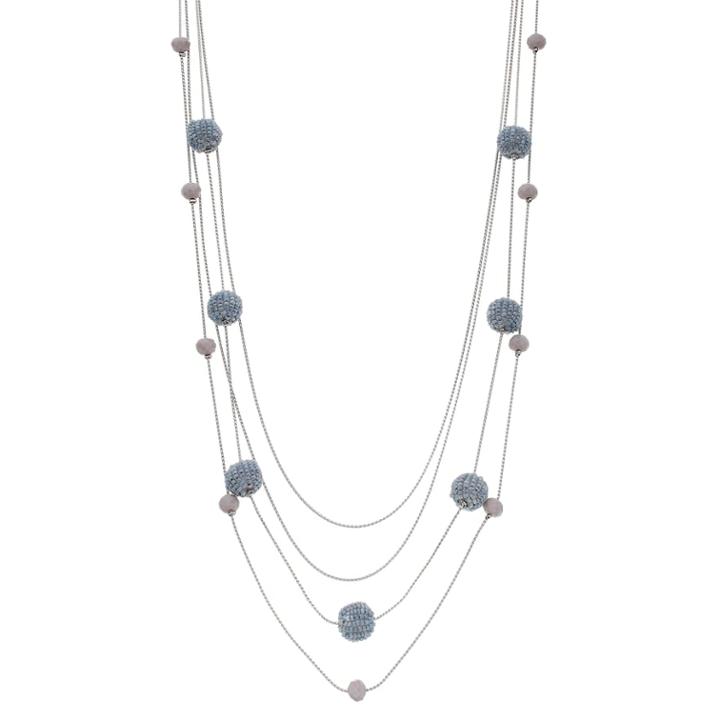 Bead Multistrand Necklace, Women's, Grey