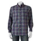 Men's Chaps Classic-fit Medium Beacon Plaid Button-down Shirt, Blue (navy)