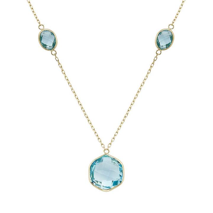 Blue Topaz 14k Gold Y Necklace, Women's, Size: 17