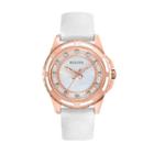 Bulova Stainless Steel Rose Gold Tone Diamond Accent & Mother-of-pearl Leather Watch - 98p119 - Women, Women's, White
