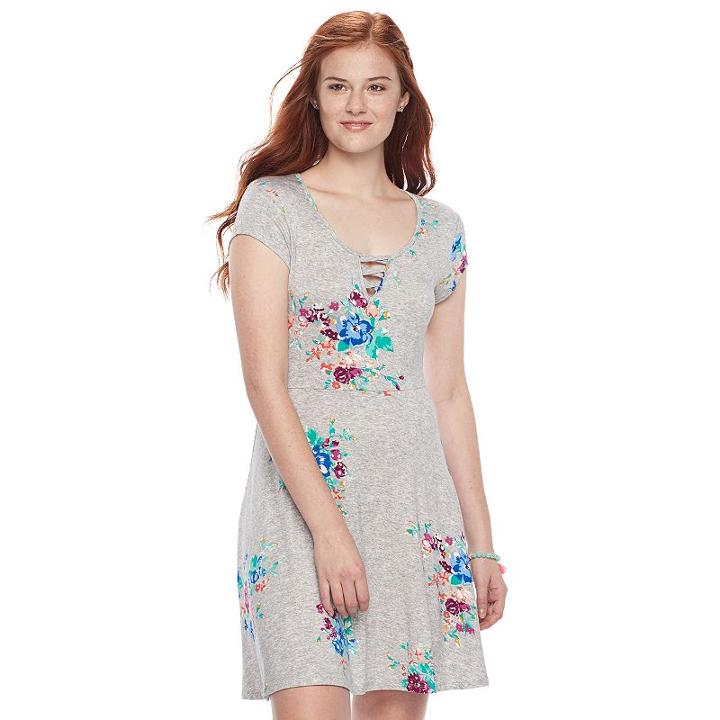 Juniors' So&reg; Cross Front Skater Dress, Teens, Size: Large, Med Purple