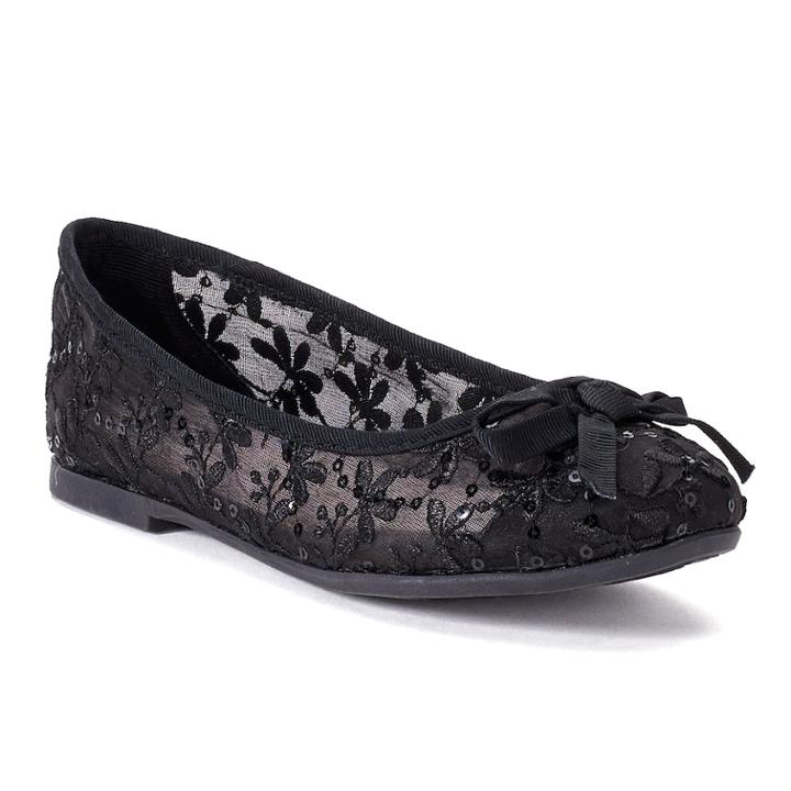 So&reg; Troupe Girls' Ballet Flats, Size: 3, Black
