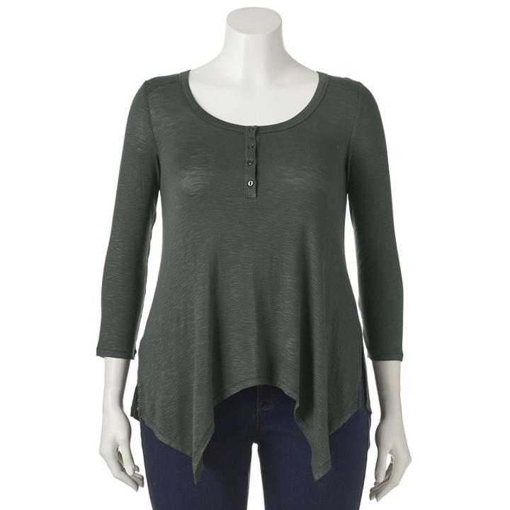 Women's Sonoma Goods For Life&trade; Handkerchief Henley Tee, Size: Small, Grey