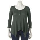 Women's Sonoma Goods For Life&trade; Handkerchief Henley Tee, Size: Small, Grey