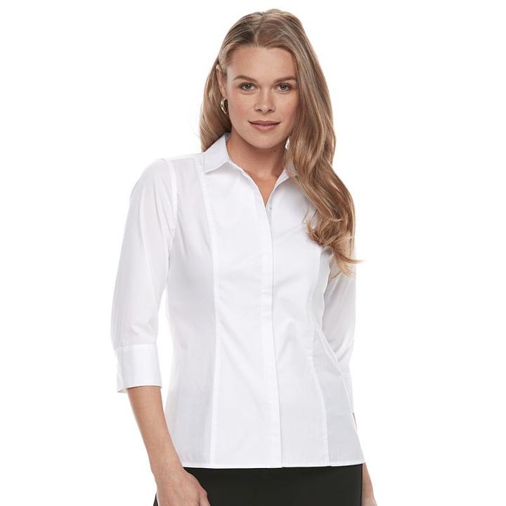 Women's Dana Buchman Cotton Blend Shirt, Size: Xl, White