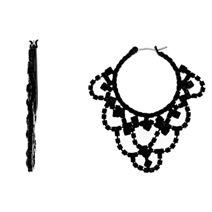 Simply Vera Vera Wang Lace Statement Hoop Earrings, Women's, Black