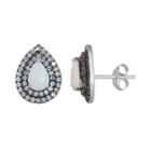 Sterling Silver Lab-created Opal & Blue Spinel Teardrop Stud Earrings, Women's, White