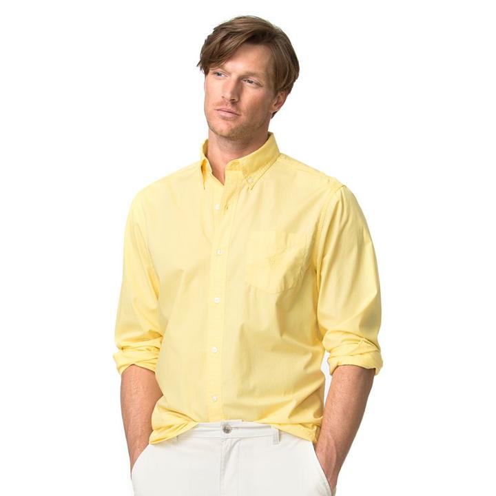 Men's Chaps Classic-fit Poplin Button-down Shirt, Size: Small, Yellow