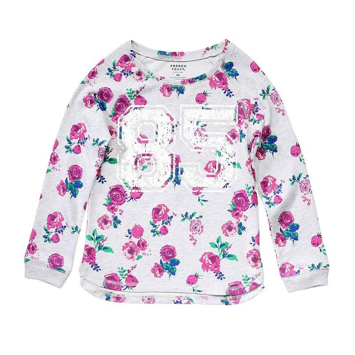Girls 4-6x French Toast French Terry Graphic Top, Girl's, Size: 6, Grey