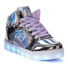 Skechers S Lights Energy Lights Shiny Bright Girls' High Tops, Size: 4, Brt Purple