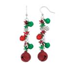 Star & Jingle Bell Nickel Free Linear Earrings, Women's, Multicolor