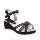 Petalia Girls' Rhinestone Wedge Sandals, Girl's, Size: 4, Black