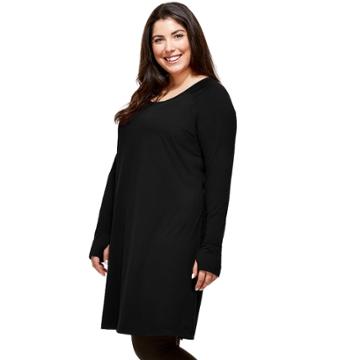 Plus Size Hottotties By Terramar Collins Thumb Hole V-neck Tunic, Women's, Size: 2xl, Grey (charcoal)