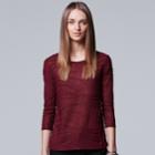 Women's Simply Vera Vera Wang Windy Jacquard Crewneck Tee, Size: Large, Red