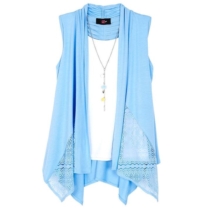 Girls 7-16 Iz Amy Byer Drape Front Ruched Back Tank Top With Necklace, Girl's, Size: Xl, Med Blue