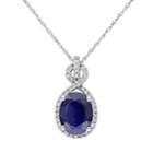Stella Grace 10k White Gold Sapphire & 1/6 Carat T.w. Diamond Oval Pendant Necklace, Women's, Size: 17, Blue