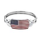 1928 American Flag And Ribbon Bangle Bracelet, Women's, Size: 7, Multicolor