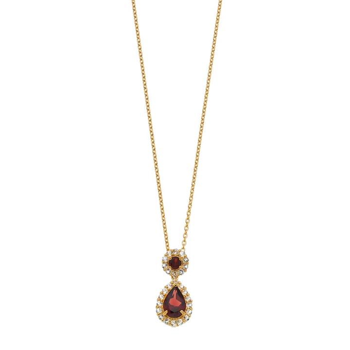 14k Gold Over Silver Garnet & White Topaz Teardrop Pendant Necklace, Women's, Size: 18, Red