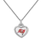 Tampa Bay Buccaneers Heart Pendant Necklace, Women's, Size: 18, Multicolor