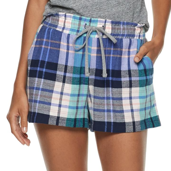 Women's Sonoma Goods For Life&trade; Printed Flannel Shorts, Size: Xxl, Dark Blue