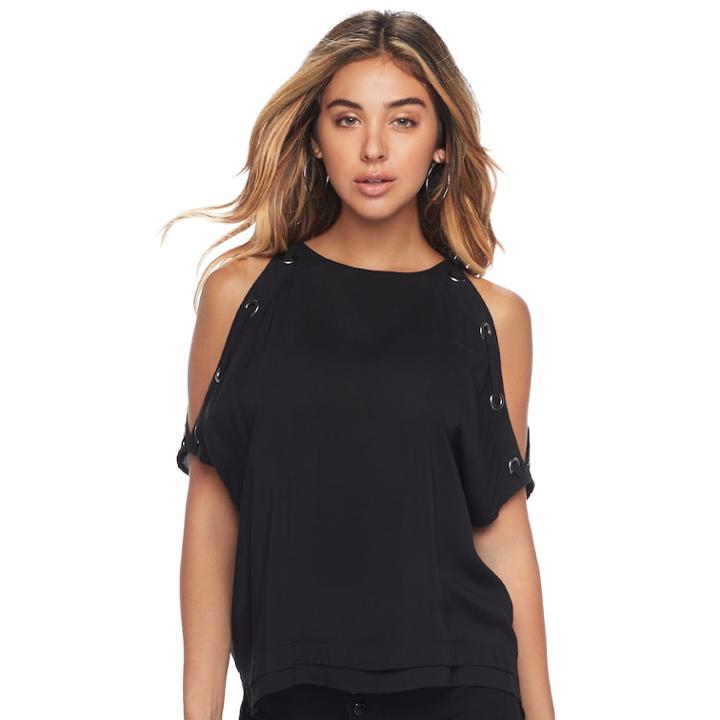 Women's Rock & Republic&reg; Cold-shoulder Top, Size: Small, Black